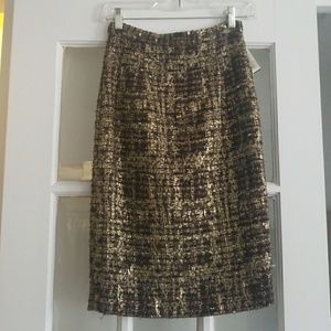 Alice and Olivia Gold Tweed Skirt